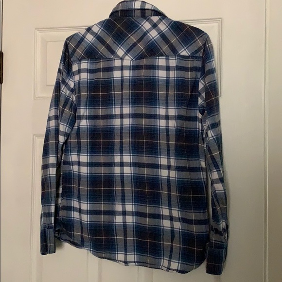 Blue Plaid Western Style Button Down Shirt - Picture 5 of 5